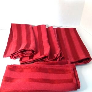 5  Burgundy Striped Cloth Napkins Table Linen